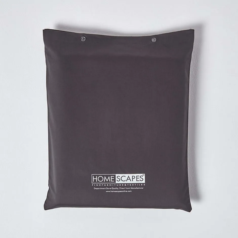 Homescapes Drap plat en satin de coton égyptien 1000 fils gris foncé, 240x300 cm -