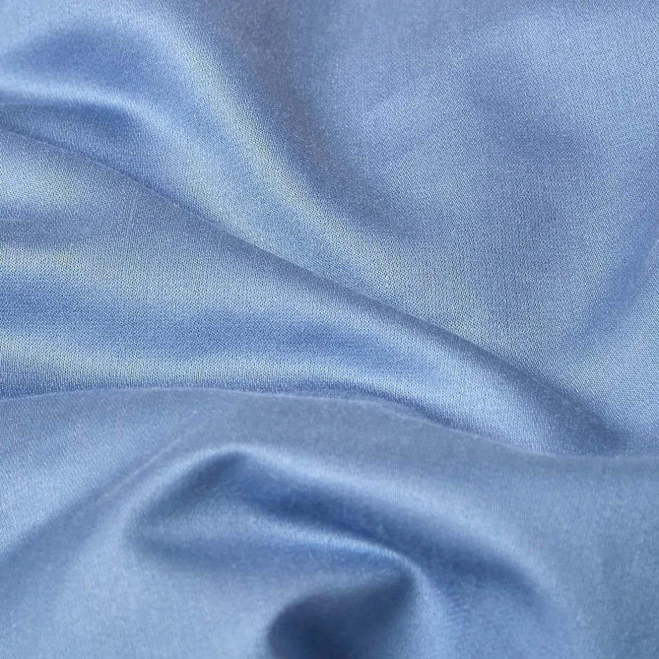 Homescapes Drap plat en satin de coton égyptien 1000 fils bleu, 178x255 cm -