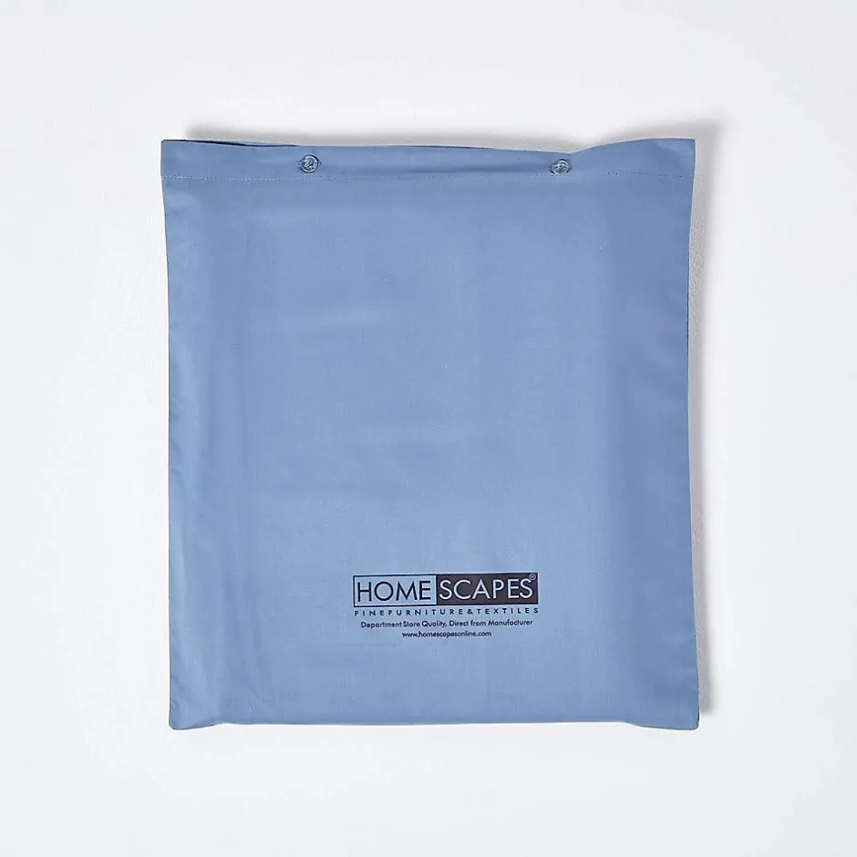 Homescapes Drap plat en satin de coton égyptien 1000 fils bleu, 240x300 cm -