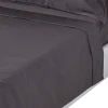 Homescapes Drap plat en satin de coton égyptien 1000 fils gris foncé, 180x290 cm -