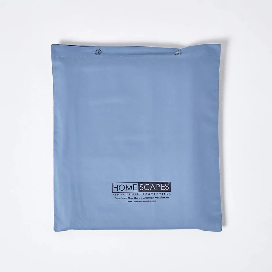 Homescapes Drap plat en satin de coton égyptien 1000 fils bleu, 270x300 cm - Clearance