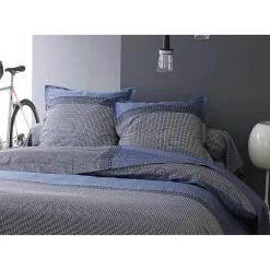 Tradilinge Drap Plat en Satin de Coton (180x290 cm - Bleu)
