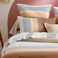 Tradilinge Drap plat esprit géométrique en coton (240x310 cm - Cuivre)