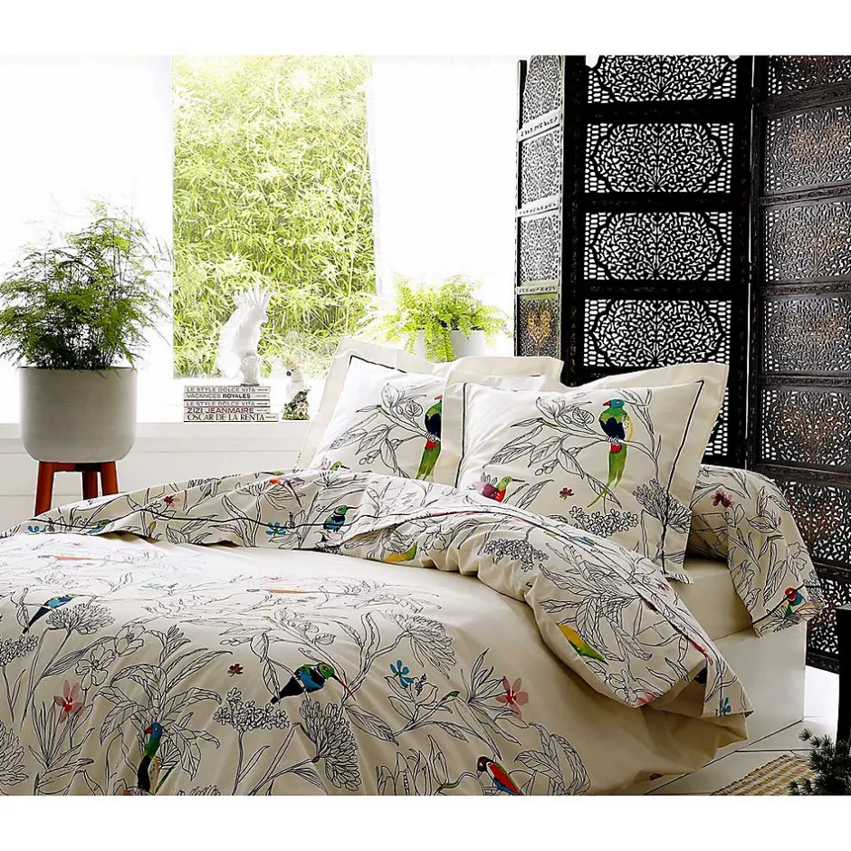 Tradilinge Drap plat faune et flore (240x310 cm - Ecru)
