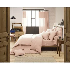 L'Effet Papillon Drap plat Gaïa 270x300 cm Rose gaze de coton Outlet