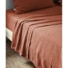 L'Effet Papillon Drap plat "Gaïa" toutes dimensions "Gaze de Coton" - Gaïa Terracotta - 270 x 300 cm pour lit King size New