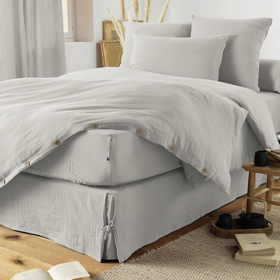 L'Effet Papillon Drap plat "Gaïa" toutes dimensions "Gaze de Coton" - Gaïa Nuage - 240 x 300 cm pour lit 2 places