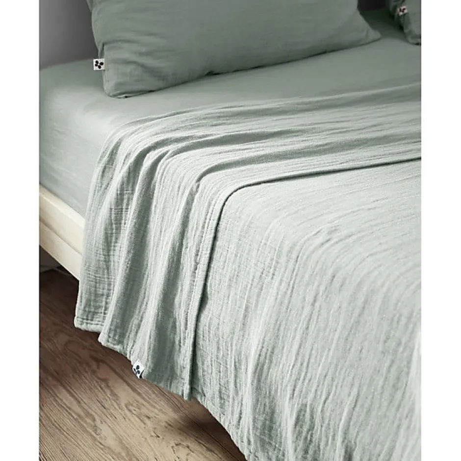 L'Effet Papillon Drap plat "Gaïa" toutes dimensions "Gaze de Coton" - Gaïa Eucalyptus - 240 x 300 cm pour lit 2 places