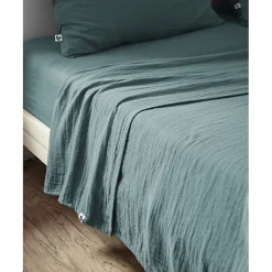L'Effet Papillon Drap plat "Gaïa" toutes dimensions "Gaze de Coton" - Gaïa Canard - 270 x 300 cm pour lit King size