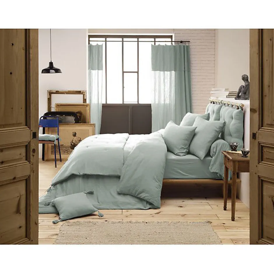 L'Effet Papillon Drap plat "Gaïa" toutes dimensions "Gaze de Coton" - Gaïa Eucalyptus - 270 x 300 cm pour lit King size Clearance