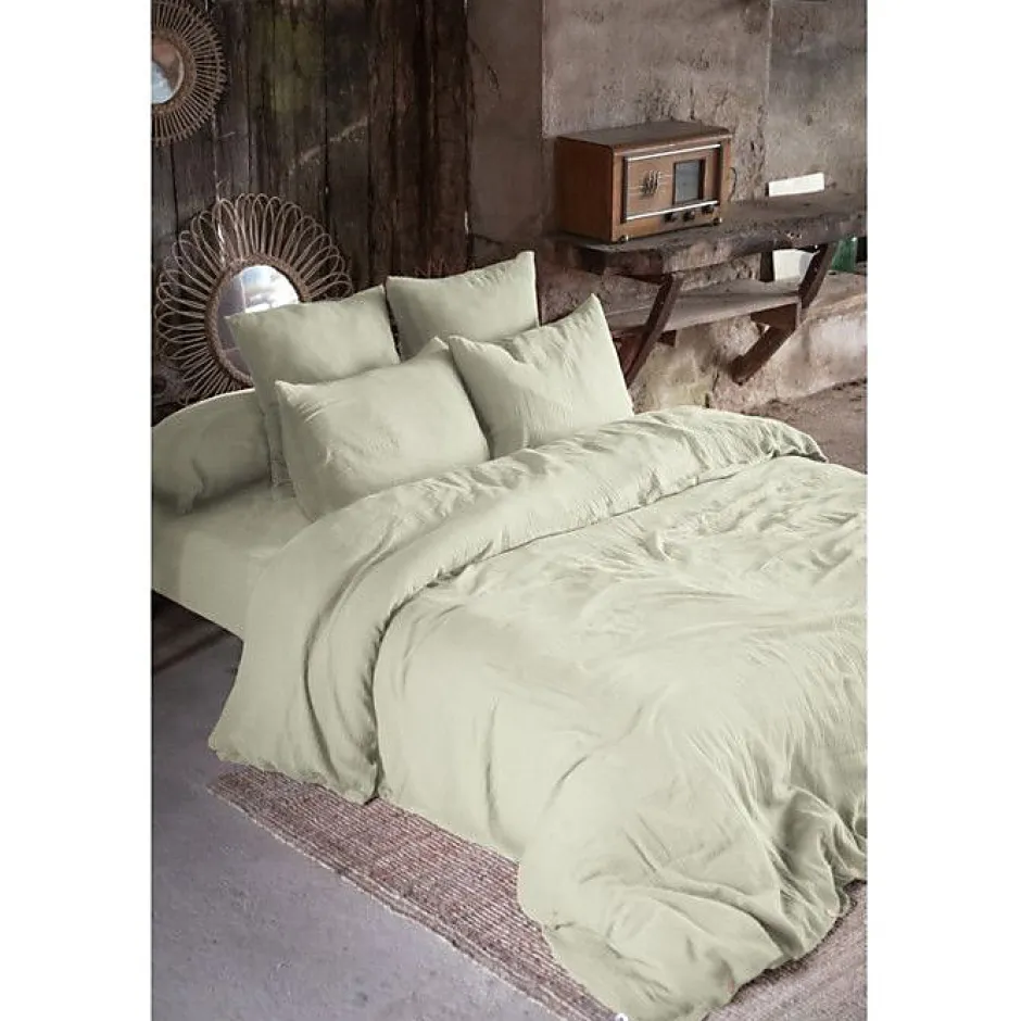 L'Effet Papillon Drap plat "Gaïa" toutes dimensions "Gaze de Coton" - Gaïa Vert d'Eau - 240 x 300 cm pour lit 2 places Online