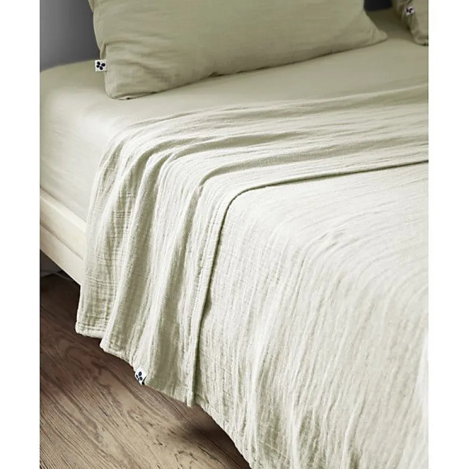 L'Effet Papillon Drap plat "Gaïa" toutes dimensions "Gaze de Coton" - Gaïa Vert d'Eau - 240 x 300 cm pour lit 2 places Online