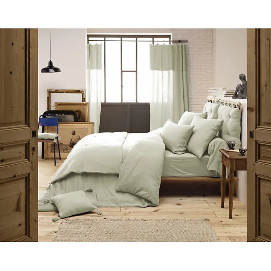 L'Effet Papillon Drap plat "Gaïa" toutes dimensions "Gaze de Coton" - Gaïa Vert d'Eau - 240 x 300 cm pour lit 2 places Online