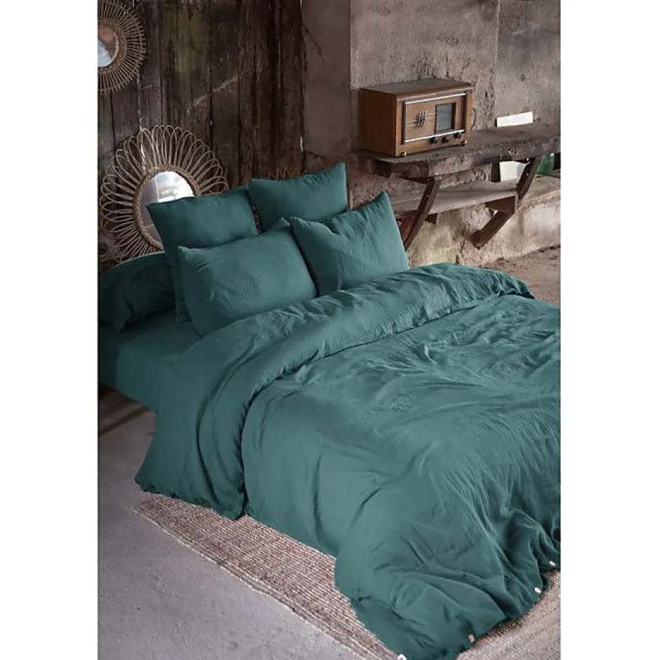 L'Effet Papillon Drap plat "Gaïa" toutes dimensions "Gaze de Coton" - Gaïa Canard - 240 x 300 cm pour lit 2 places New