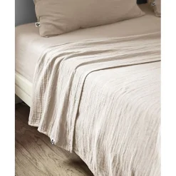 L'Effet Papillon Drap plat "Gaïa" toutes dimensions "Gaze de Coton" - Gaïa Pampa - 240 x 300 cm pour lit 2 places
