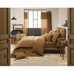 L'Effet Papillon Drap plat "Gaïa" toutes dimensions "Gaze de Coton" - Gaïa Camel - 240 x 300 cm pour lit 2 places