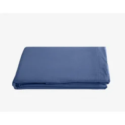 Vent Du Sud Drap plat Palace pur coton teint lavé, 63 fils/cm² - Palace Indigo - 240 x 290 cm pour lit 2 places