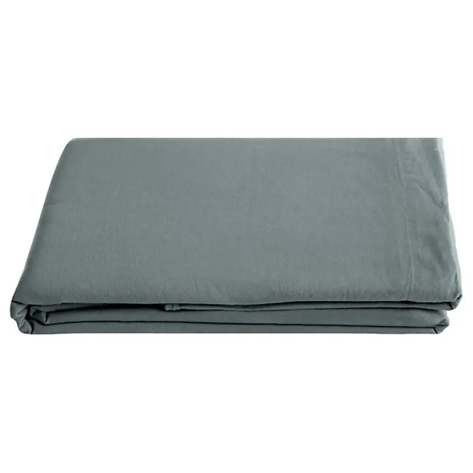 Vent Du Sud Drap plat Palace pur coton teint lavé, 63 fils/cm² - Palace Lichen - 270 x 290 cm pour lit King Size Online