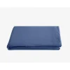 Vent Du Sud Drap plat Palace pur coton teint lavé, 63 fils/cm² - Palace Indigo - 270 x 290 cm pour lit King Size