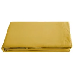 Vent Du Sud Drap plat Palace pur coton teint lavé, 63 fils/cm² - Palace Curry - 270 x 290 cm pour lit King Size