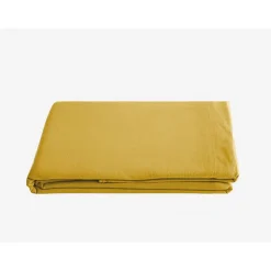 Vent Du Sud Drap plat Palace pur coton teint lavé, 63 fils/cm² - Palace Curry - 270 x 290 cm pour lit King Size