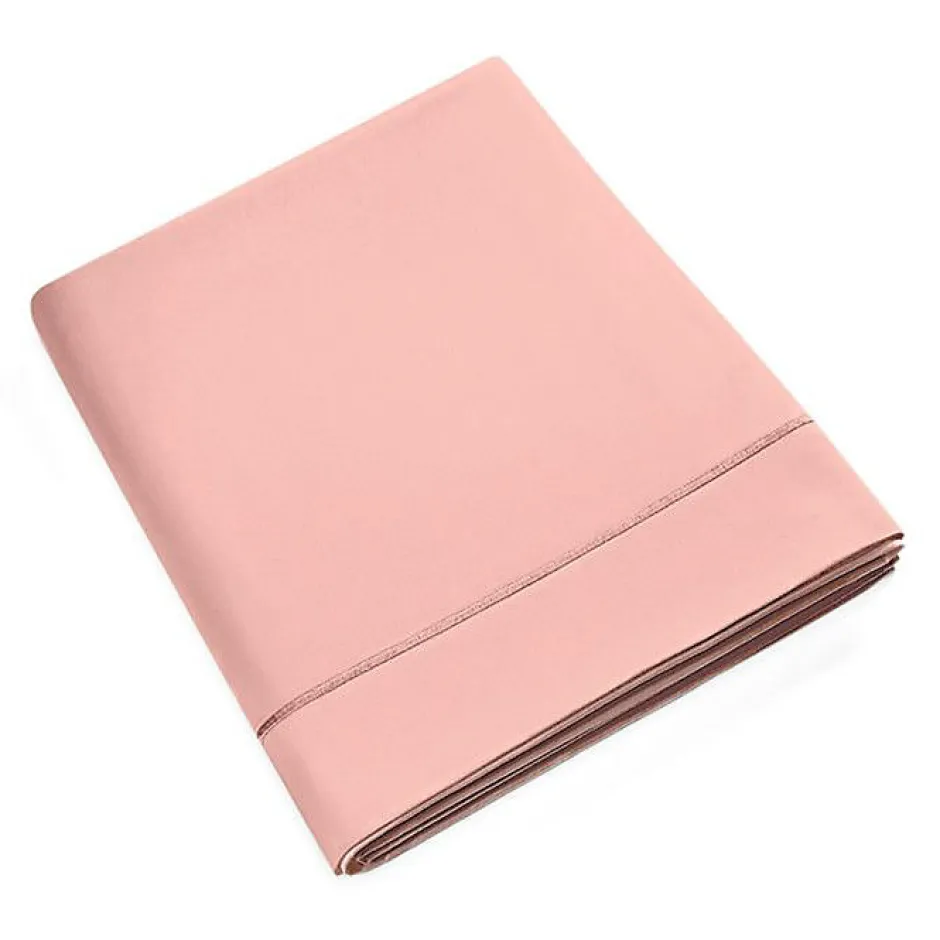 Coton Pur Drap plat percale de coton peigné "Julian" toutes dimensions - Julian Rose Poudré - 240 x 300 cm pour lit 2 places