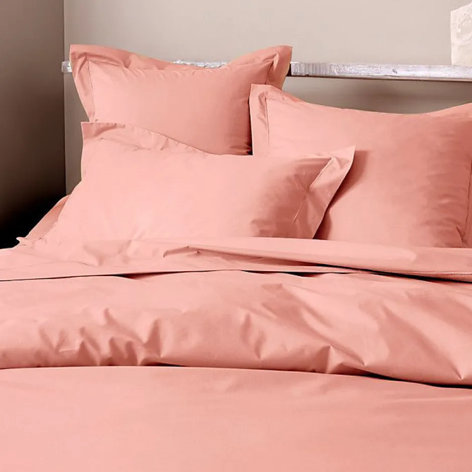 Coton Pur Drap plat percale de coton peigné "Julian" toutes dimensions - Julian Rose Poudré - 180 x 290 cm pour lit 1 place