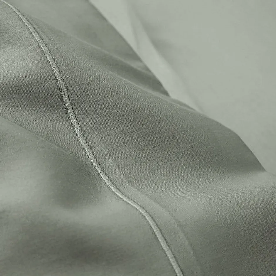 Coton Pur Drap plat percale de coton peigné "Julian" toutes dimensions - Julian Ardoise - 240 x 300 cm pour lit 2 places