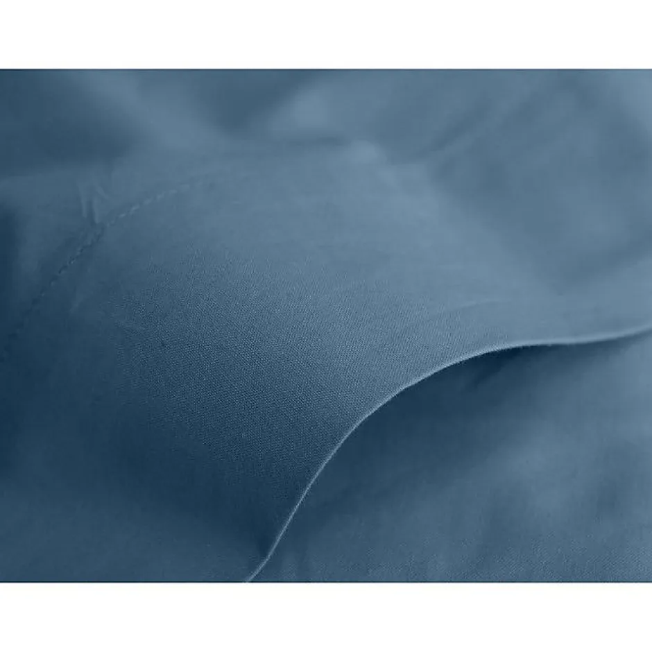 Vent Du Sud Drap plat percale pur coton peigné longues fibres 80 fils/cm² - Marine - 180 x 290 cm pour lit 1 place