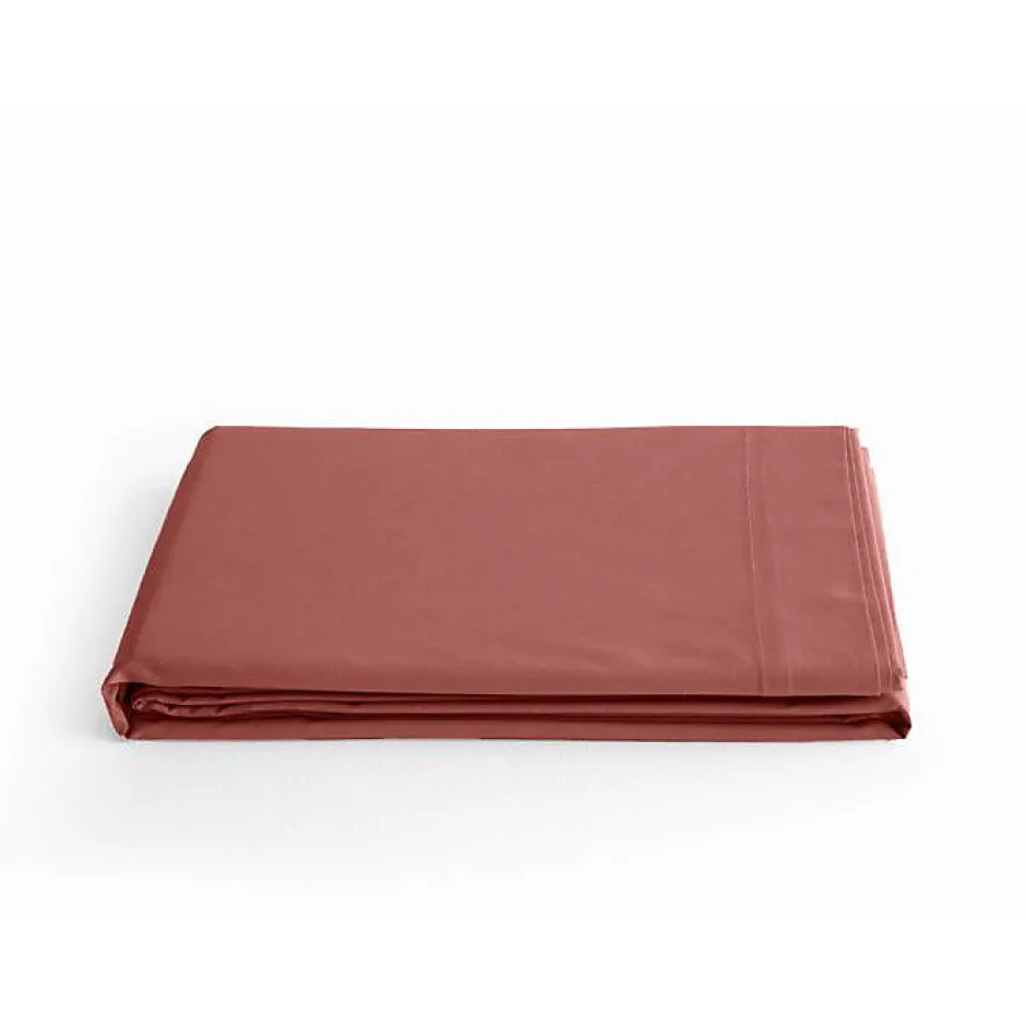 Vent Du Sud Drap plat percale pur coton peigné longues fibres 80 fils/cm² - Pêche - 240 x 300 cm pour lit 2 places Clearance