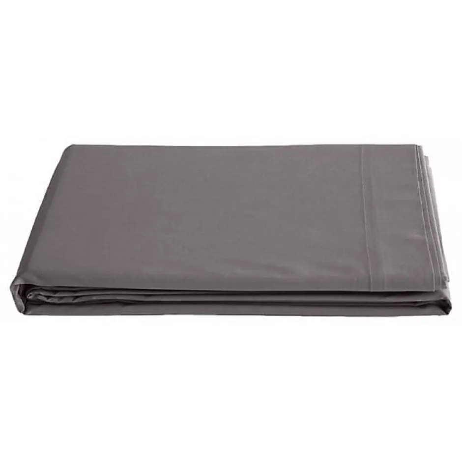 Vent Du Sud Drap plat percale pur coton peigné longues fibres 80 fils/cm² - Ardoise - 180 x 290 cm pour lit 1 place Discount