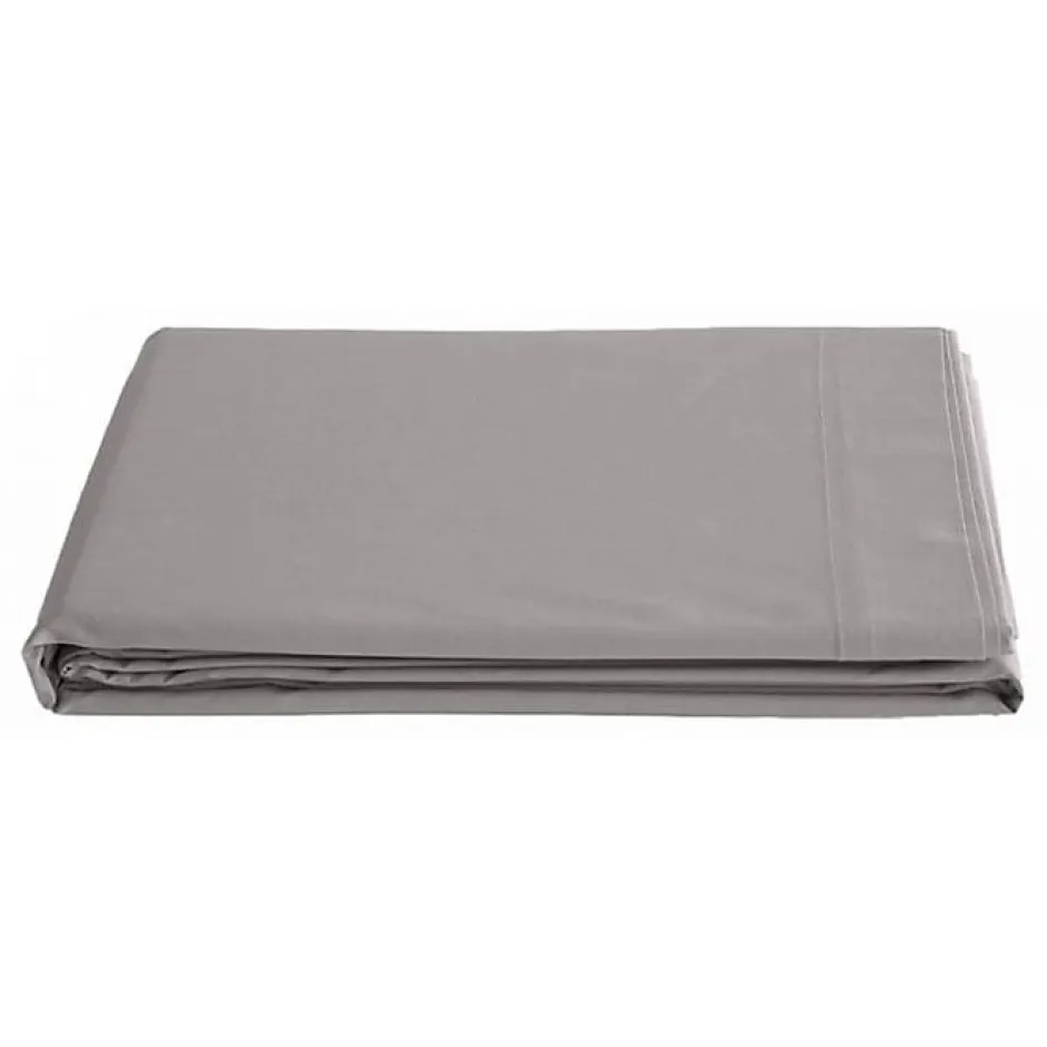 Vent Du Sud Drap plat percale pur coton peigné longues fibres 80 fils/cm² - Cendre - 240 x 300 cm pour lit 2 places Outlet