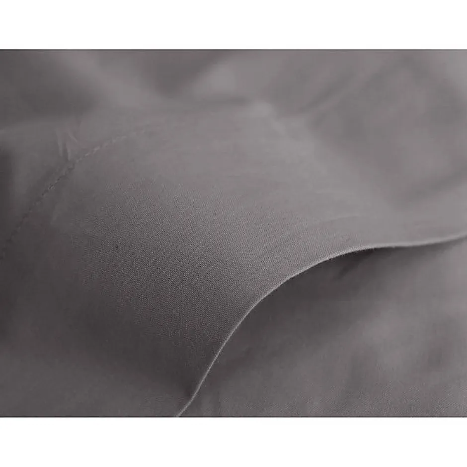 Vent Du Sud Drap plat percale pur coton peigné longues fibres 80 fils/cm² - Ardoise - 270 x 300 cm pour lit King size Online
