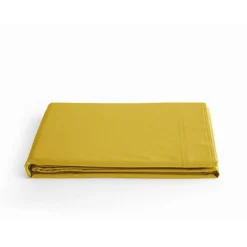 Vent Du Sud Drap plat percale pur coton peigné longues fibres 80 fils/cm² - Moutarde - 270 x 300 cm pour lit King size Discount