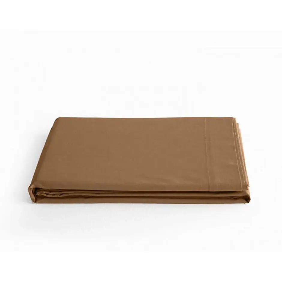 Vent Du Sud Drap plat percale pur coton peigné longues fibres 80 fils/cm² - Cognac - 240 x 300 cm pour lit 2 places Hot