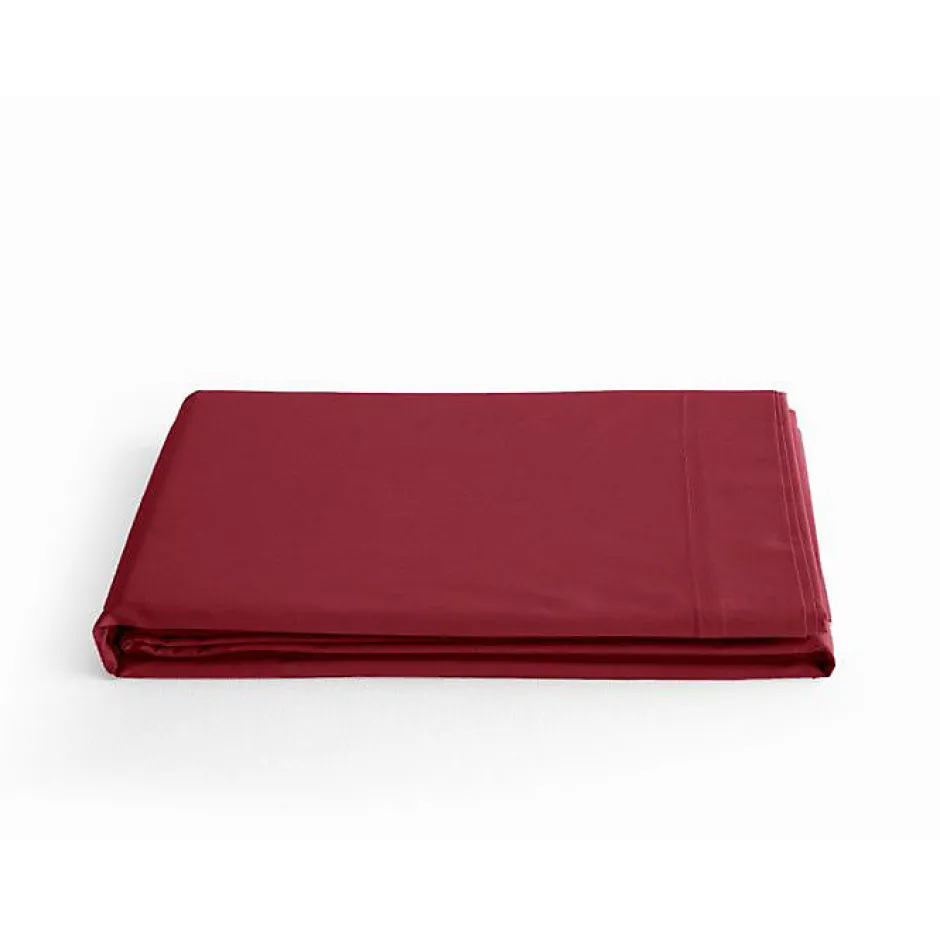 Vent Du Sud Drap plat percale pur coton peigné longues fibres 80 fils/cm² - Carmin - 240 x 300 cm pour lit 2 places Clearance