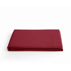Vent Du Sud Drap plat percale pur coton peigné longues fibres 80 fils/cm² - Carmin - 180 x 290 cm pour lit 1 place