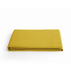 Vent Du Sud Drap plat percale pur coton peigné longues fibres 80 fils/cm² - Moutarde - 240 x 300 cm pour lit 2 places