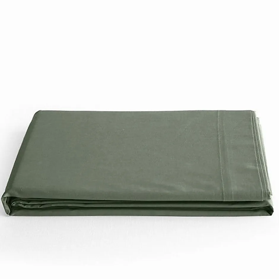 Coton Pur Drap plat Prémium 180x290 cm Vert fonce Sale