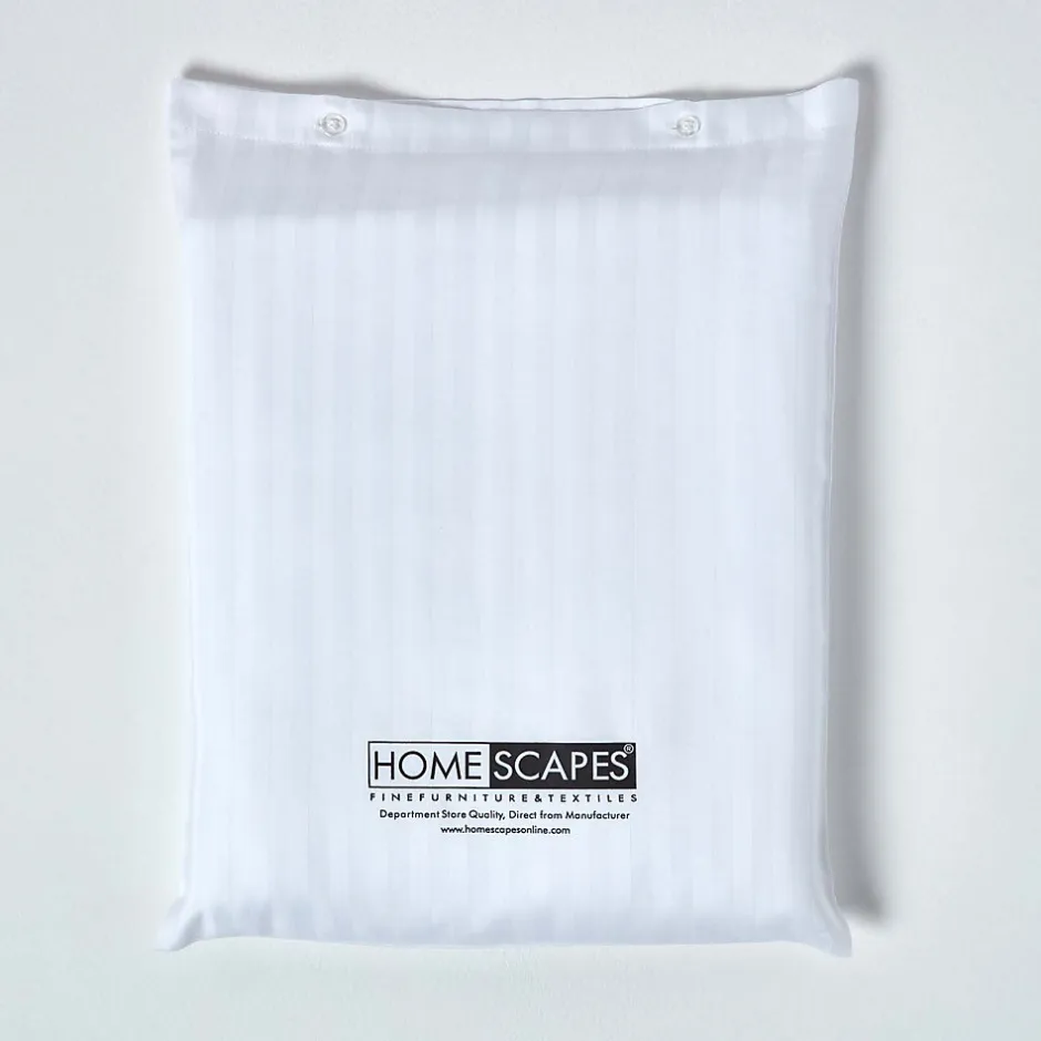 Homescapes Drap plat satin rayé en coton égyptien 330 fils blanc, 240x300 cm -