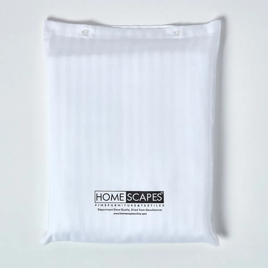 Homescapes Drap plat satin rayé en coton égyptien 330 fils blanc, 178x255 cm -