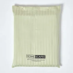Homescapes Drap plat satin rayé en coton égyptien 330 fils vert sauge, 275x275 cm - Best