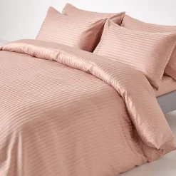 Homescapes Drap plat satin rayé en coton égyptien 330 fils taupe, 230x255 cm - Hot
