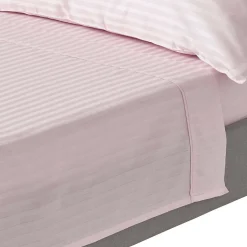 Homescapes Drap plat satin rayé en coton égyptien 330 fils violet, 270x300 cm -