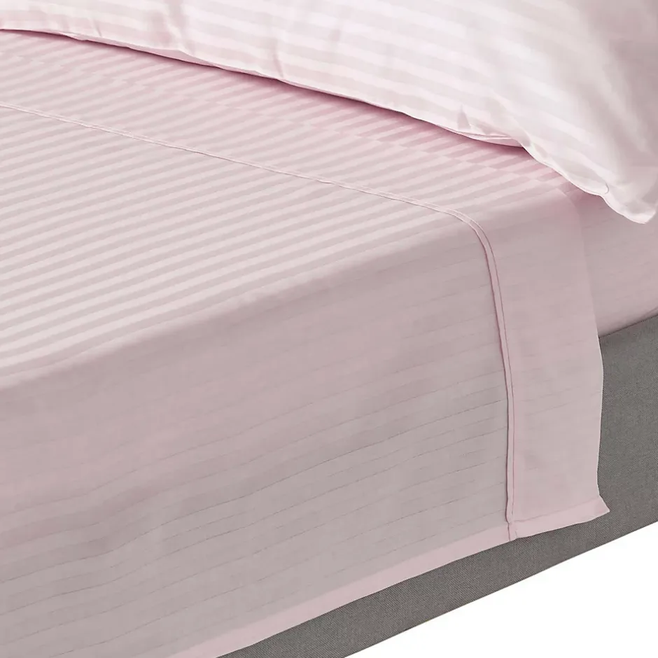 Homescapes Drap plat satin rayé en coton égyptien 330 fils violet, 180x290 cm - Clearance