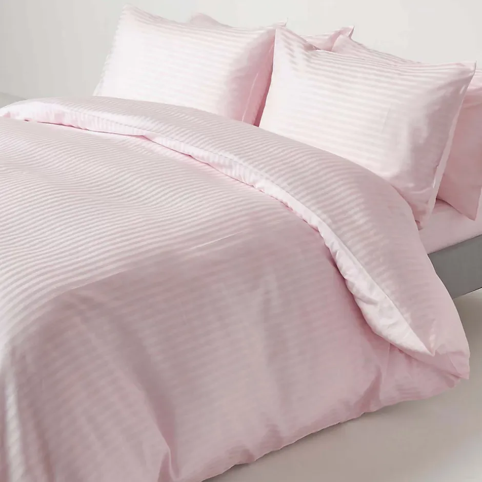 Homescapes Drap plat satin rayé en coton égyptien 330 fils violet, 180x290 cm - Clearance