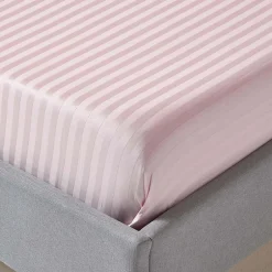 Homescapes Drap plat satin rayé en coton égyptien 330 fils violet, 230x255 cm -