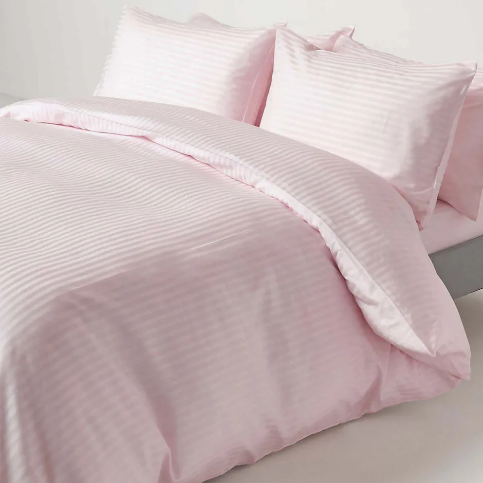 Homescapes Drap plat satin rayé en coton égyptien 330 fils violet, 230x255 cm -