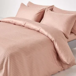 Homescapes Drap plat satin rayé en coton égyptien 330 fils taupe, 178x255 cm -