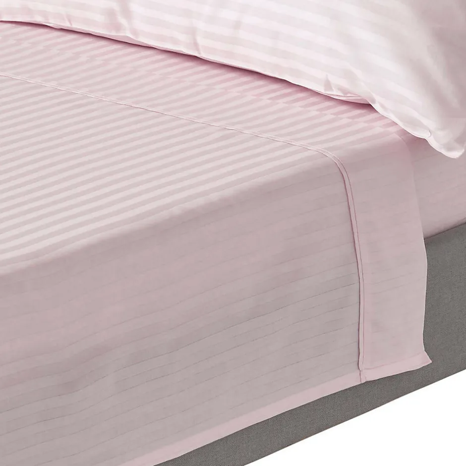 Homescapes Drap plat satin rayé en coton égyptien 330 fils violet, 275x275 cm -
